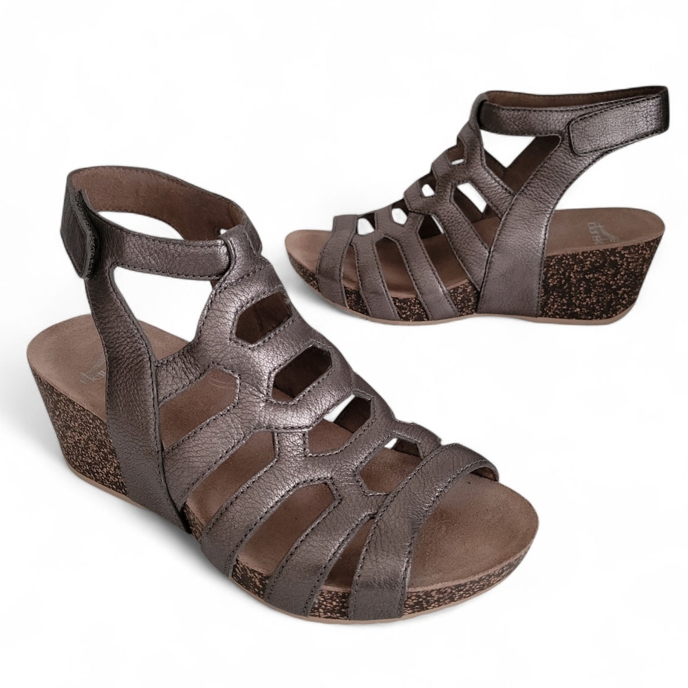 Dansko Selina Nappa Bronze wedge strappy sandals size 37